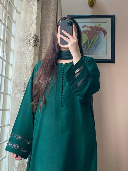 3-Piece Plain Khaddar Dress Stitched-210