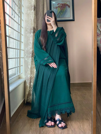 3-Piece Plain Khaddar Dress Stitched-210