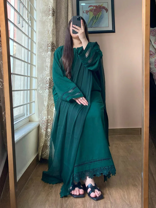 3-Piece Plain Khaddar Dress Stitched-210