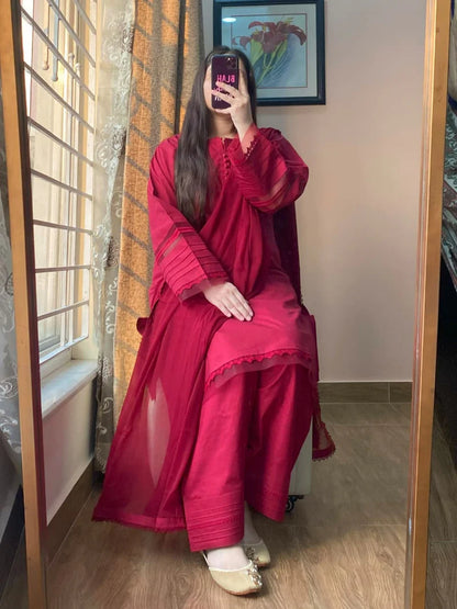 3-Piece Plain Khaddar Stitched Suit-215