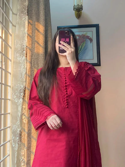 3-Piece Plain Khaddar Stitched Suit-215