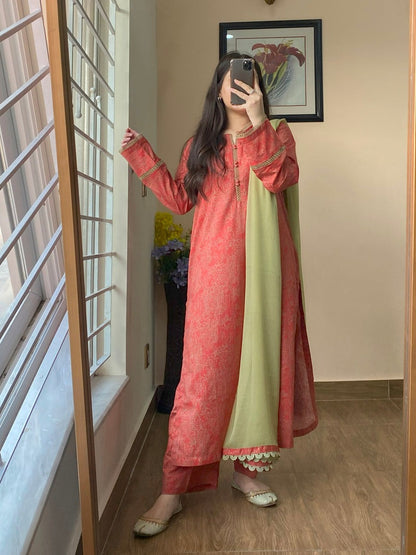 3 Piece - Pure Lawn Stitched Suit - 013