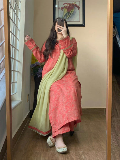 3 Piece - Pure Lawn Stitched Suit - 013