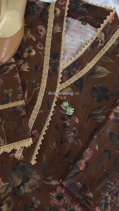 3 Piece - Slub Khaddar Stitched Dress - 055