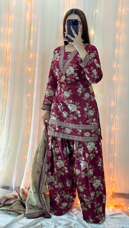 3 Piece Lawn Printed Stitched Dress - 017