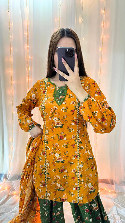 3 Piece Lawn Printed Stitched Dress - 021