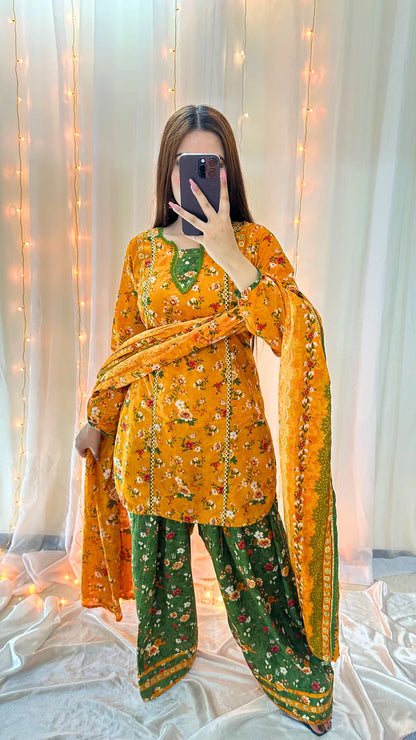 3 Piece Lawn Printed Stitched Dress - 021